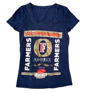 Women's Short Sleeved Tee FARMERS Blue Crewneck